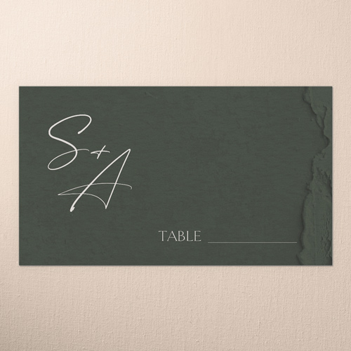 Torn Textures Wedding Place Card, Green, Placecard, Matte, Signature Smooth Cardstock, Leafy