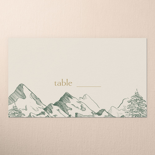 Alpine Affection Wedding Place Card, Green, Placecard, Write Your Own Greeting, Matte, Signature Smooth Cardstock