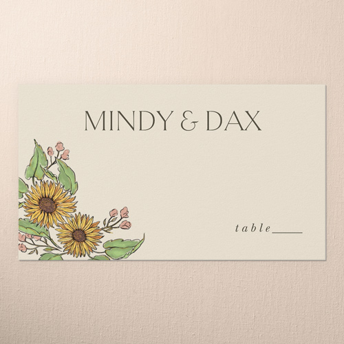 Sunflower Scenery Wedding Place Card, Beige, Placecard, Matte, Signature Smooth Cardstock