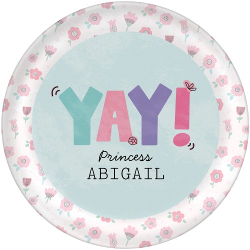 Princess Yay Hello Plate, 10x10, Pink