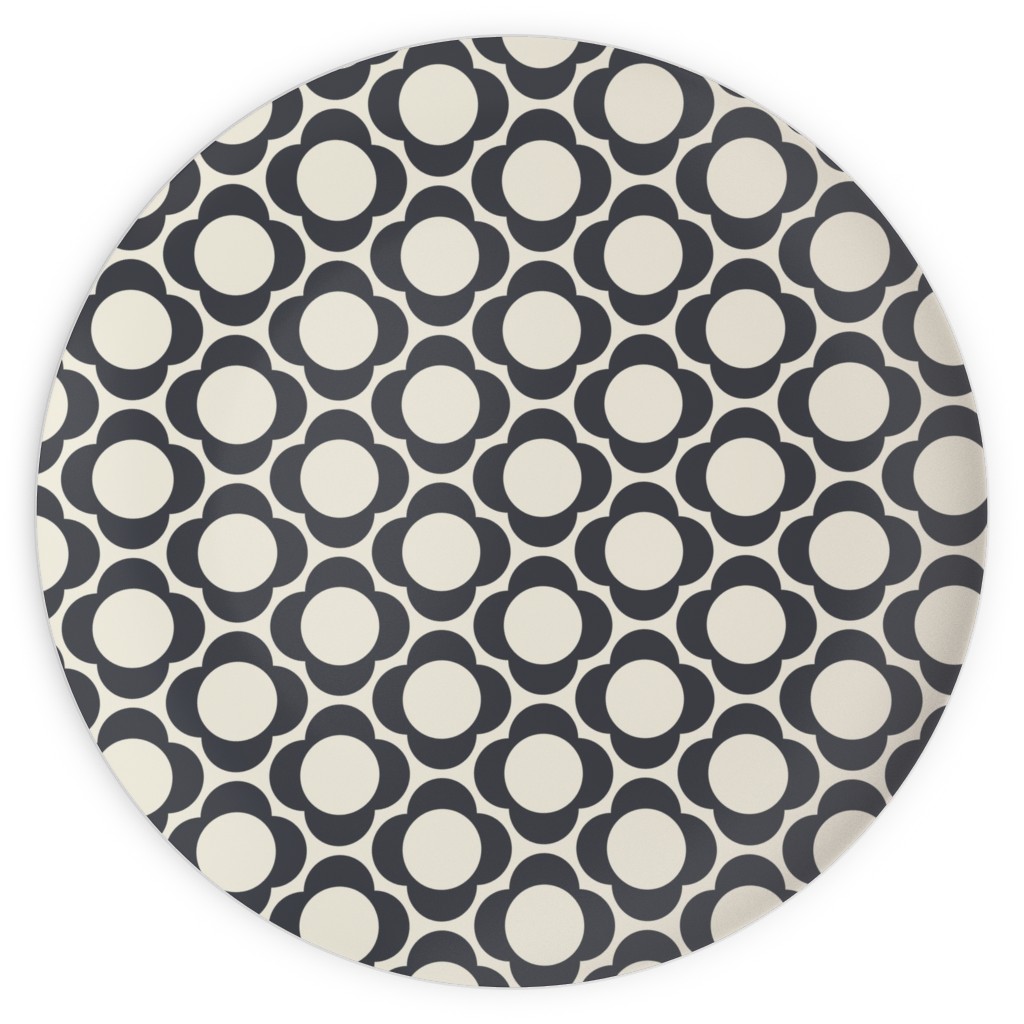 Lotta's Scandi Daisy - Navy on Cream Plates, 10x10, Beige, Pearl