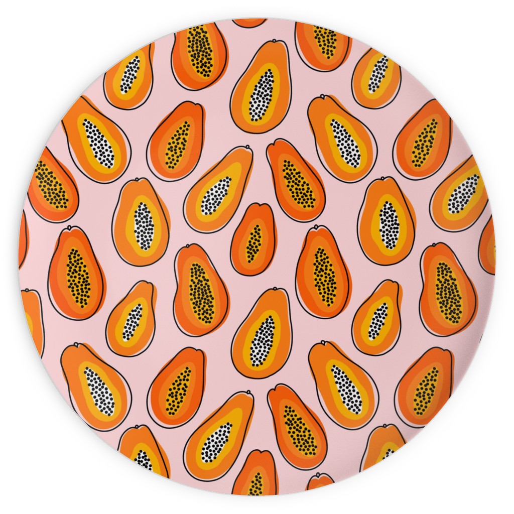 Abstract Papayas - Pink Plates, 10x10, Pink