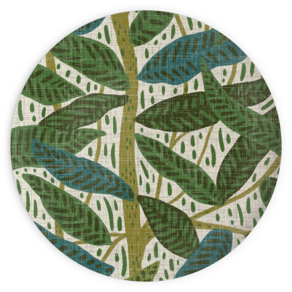 Jungle Foliage - Green Plates, 10x10, Green