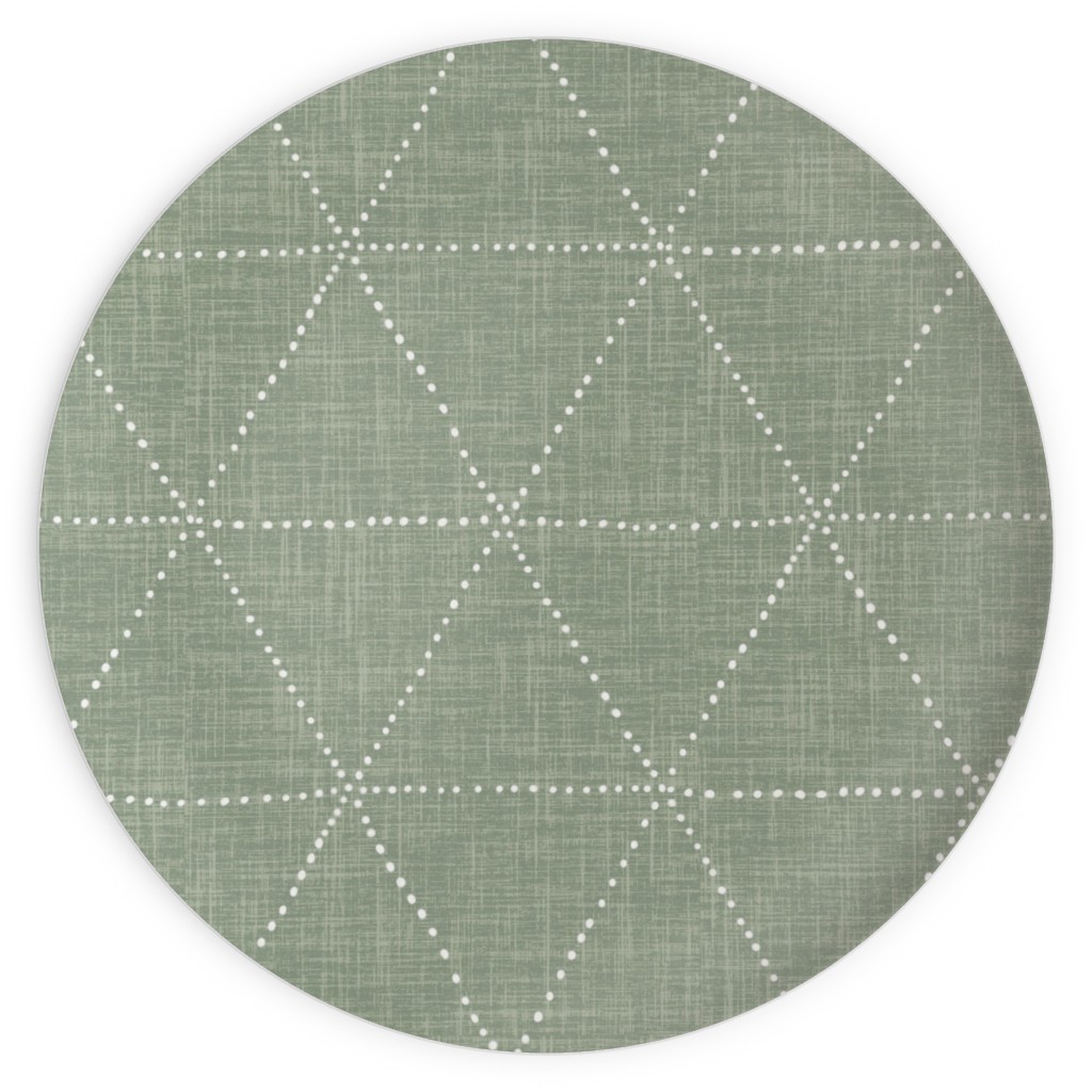 Boho Triangles - Sage Plates, 10x10, Green