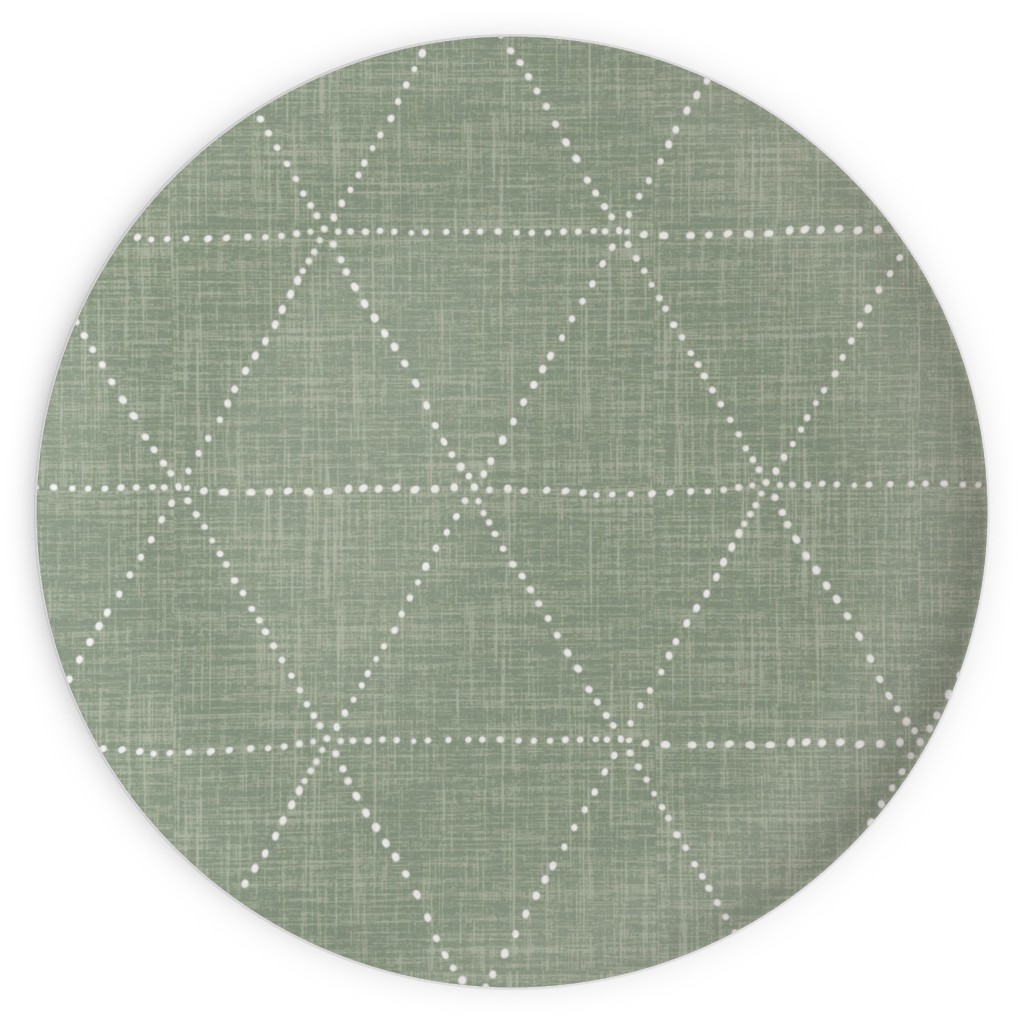 Boho Triangles - Sage Plates, 10x10, Green, Classic Green