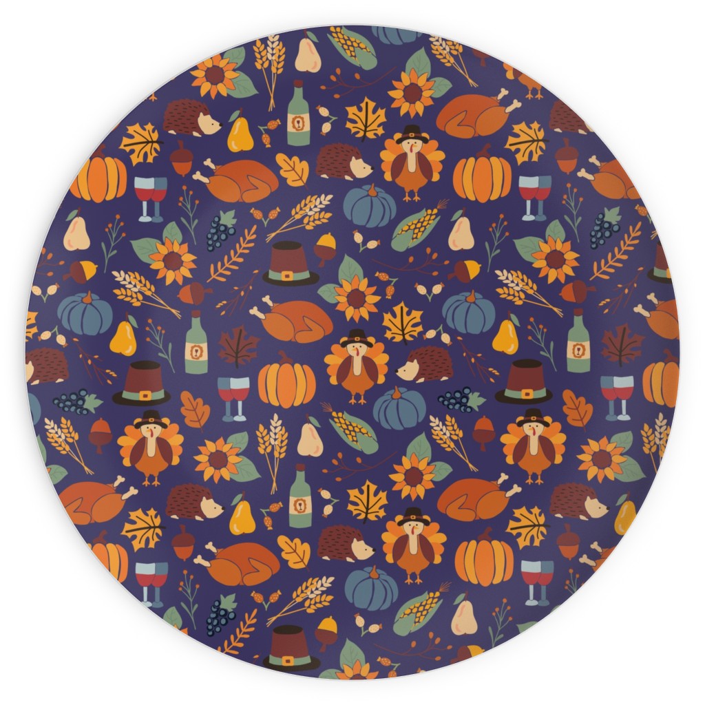 Thanksgiving Table Plates, 10x10, Multicolor