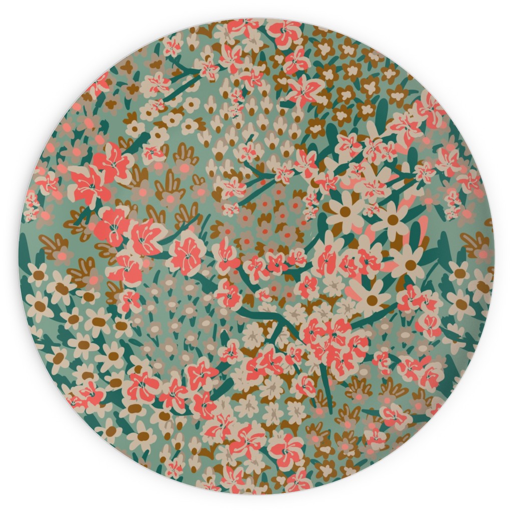 Bengal Kuma Floral - Multi Plates, 10x10, Green, Classic Green
