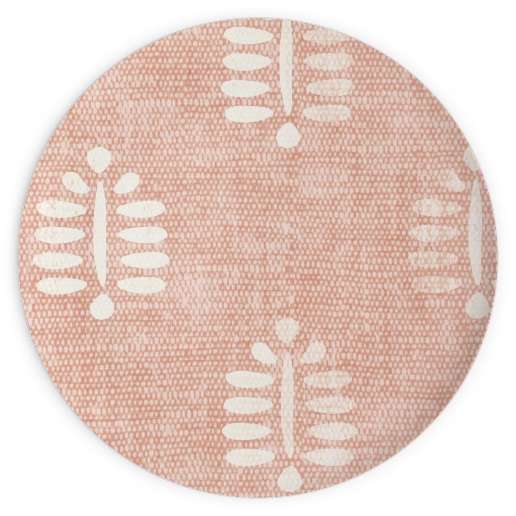 Block Print Fern - Dusty Pink Plates, 10x10, Pink