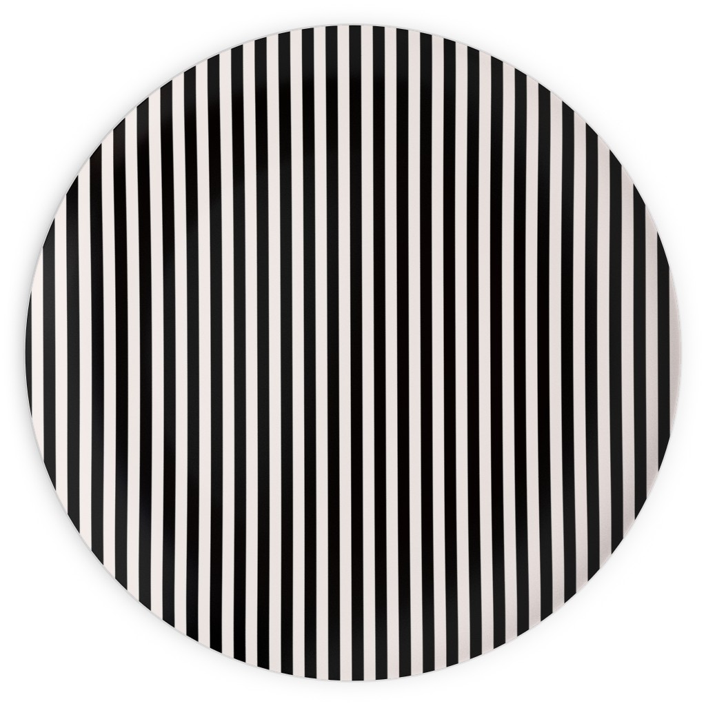 Basic Stripe - Black and Cream Plates, 10x10, Black