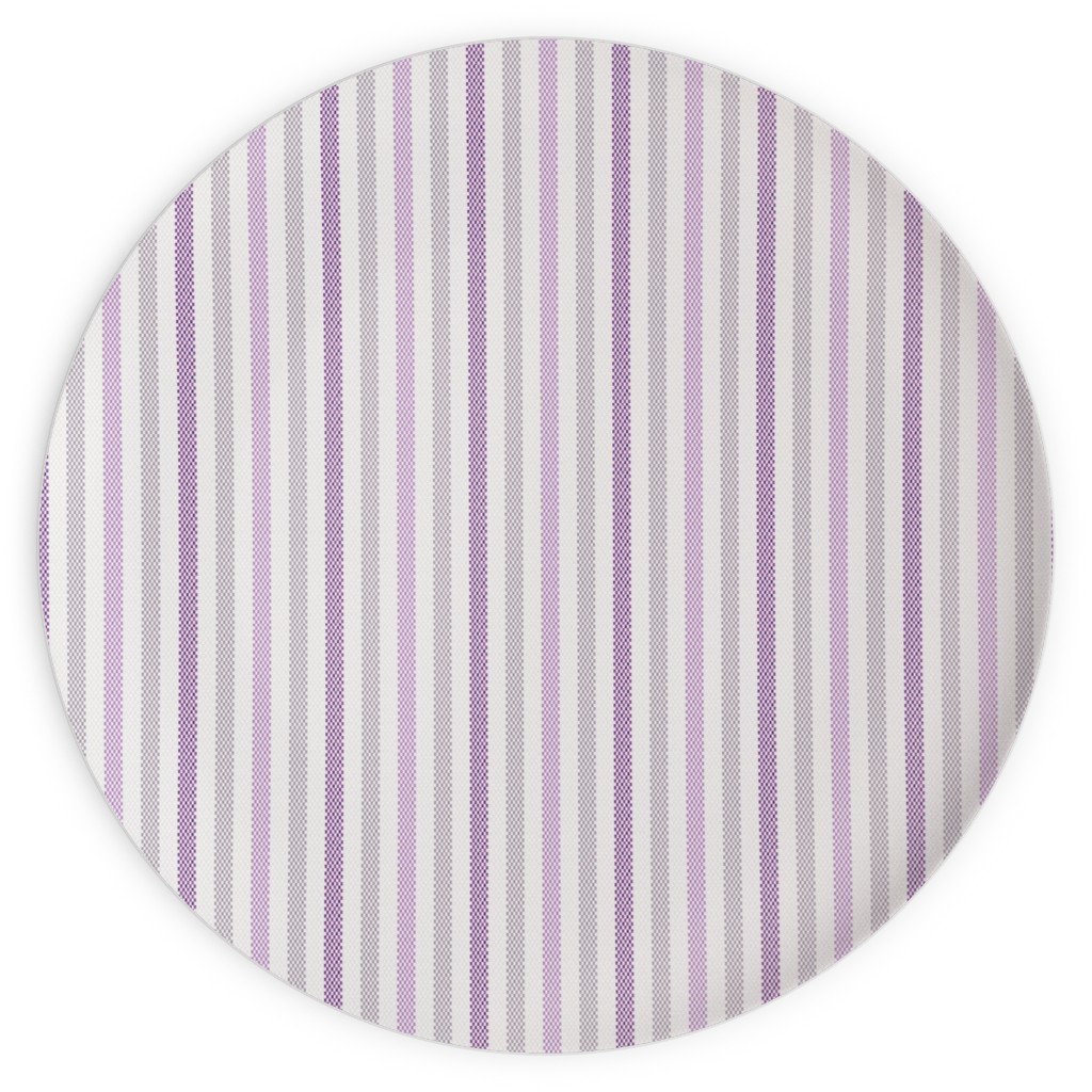 Tricolor French Ticking Stripe - Purple Plates, 10x10, Purple