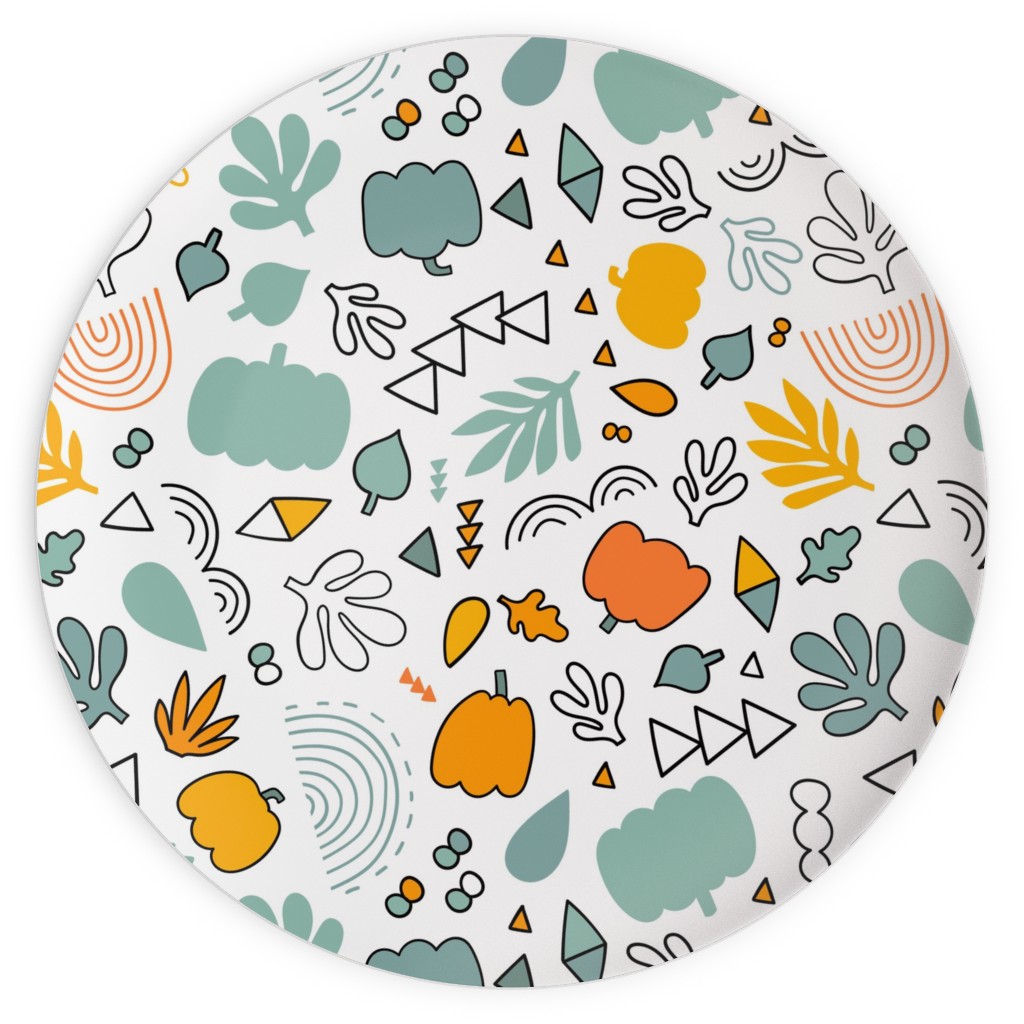 Autumn Harvest Vegetables With Doodles - Light Plates, 10x10, Multicolor