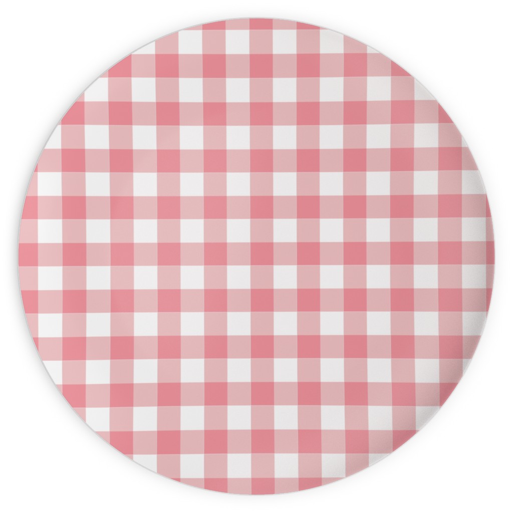 Simple Gingham Plates, 10x10, Pink, Ballet Slipper