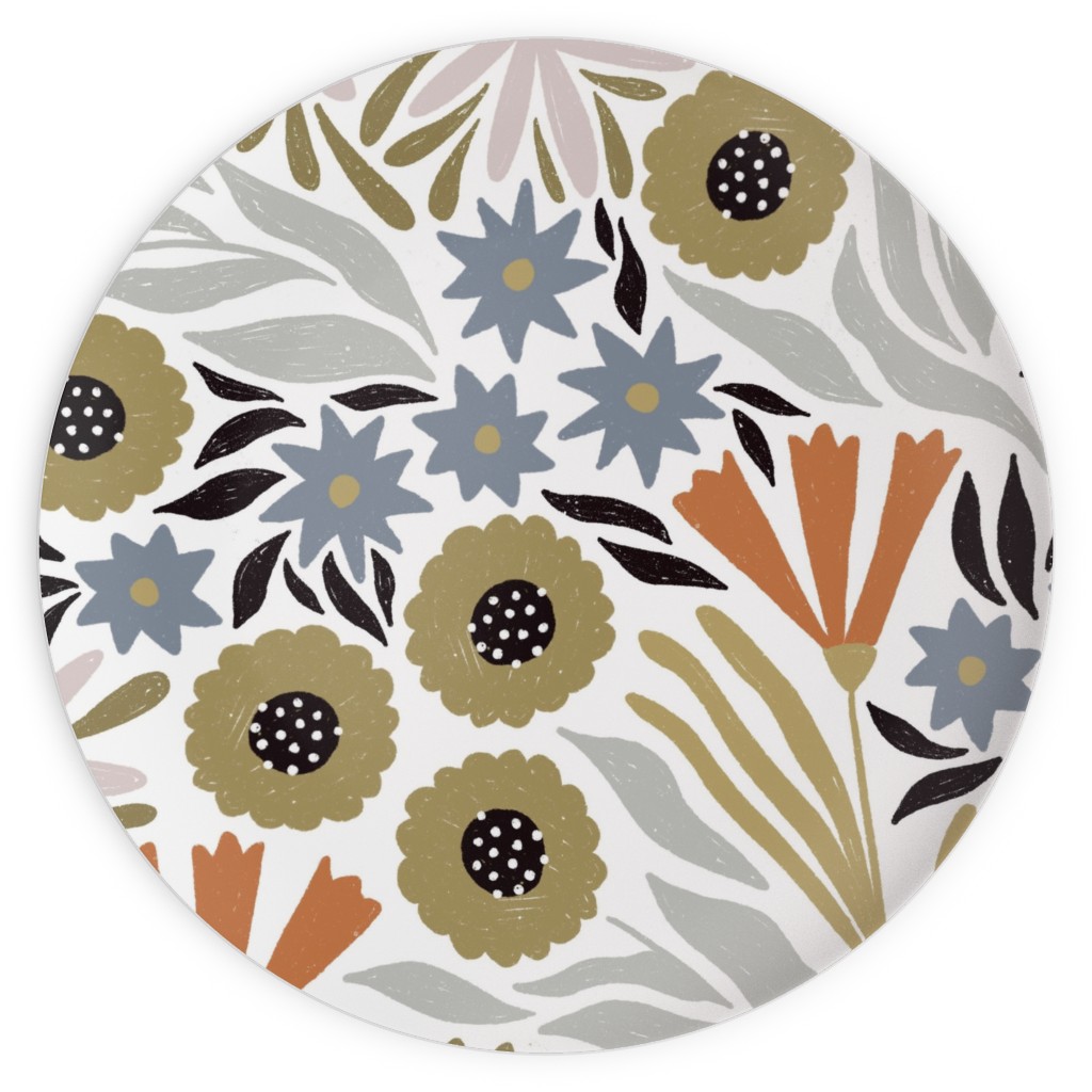 Adeline Floral - Muted Multi Plates, 10x10, Multicolor