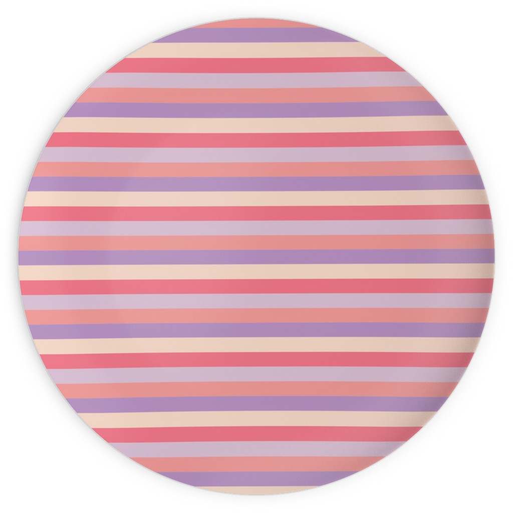 Lavender and Pink Stripe Plates, 10x10, Multicolor