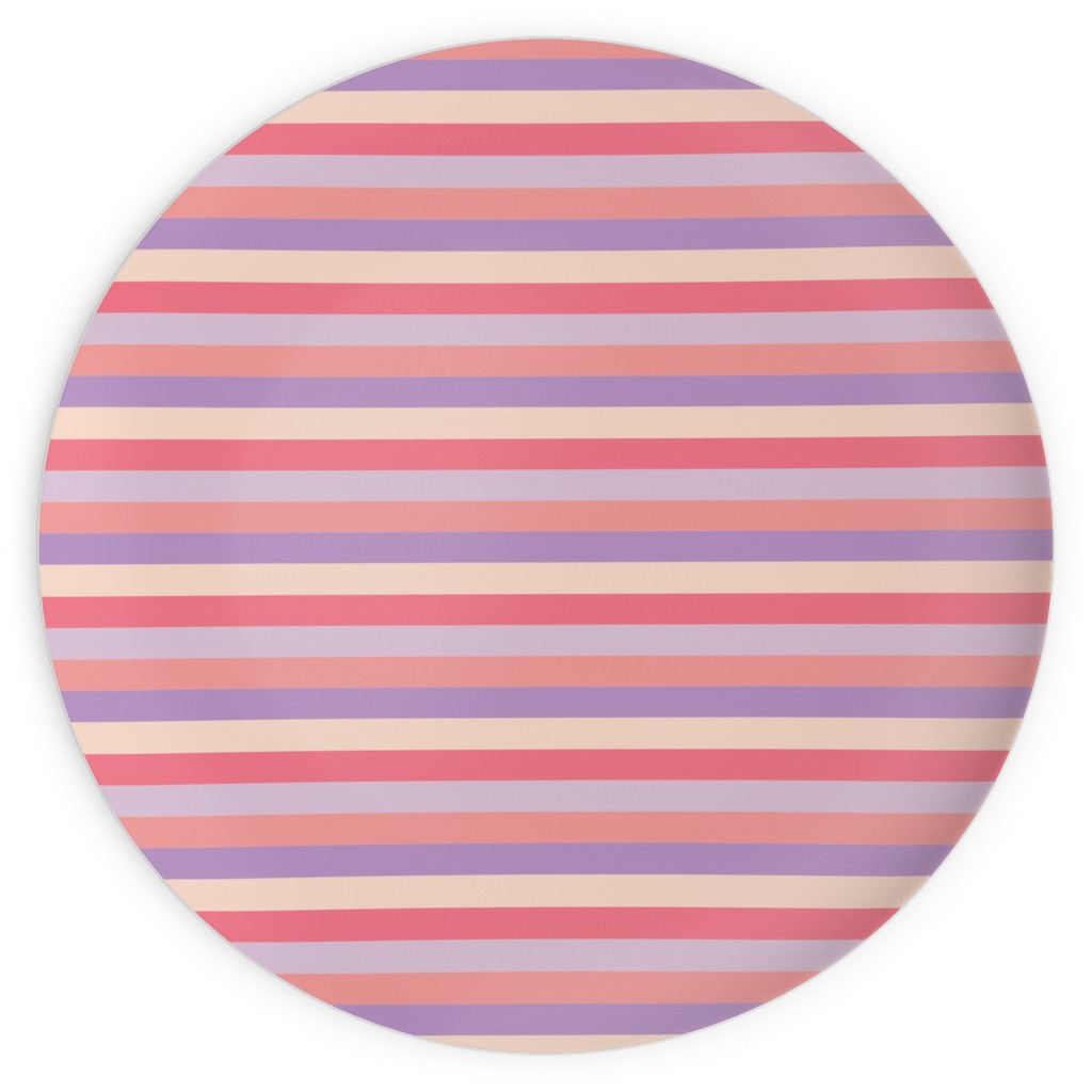 Lavender and Pink Stripe Plates, 10x10, Multicolor