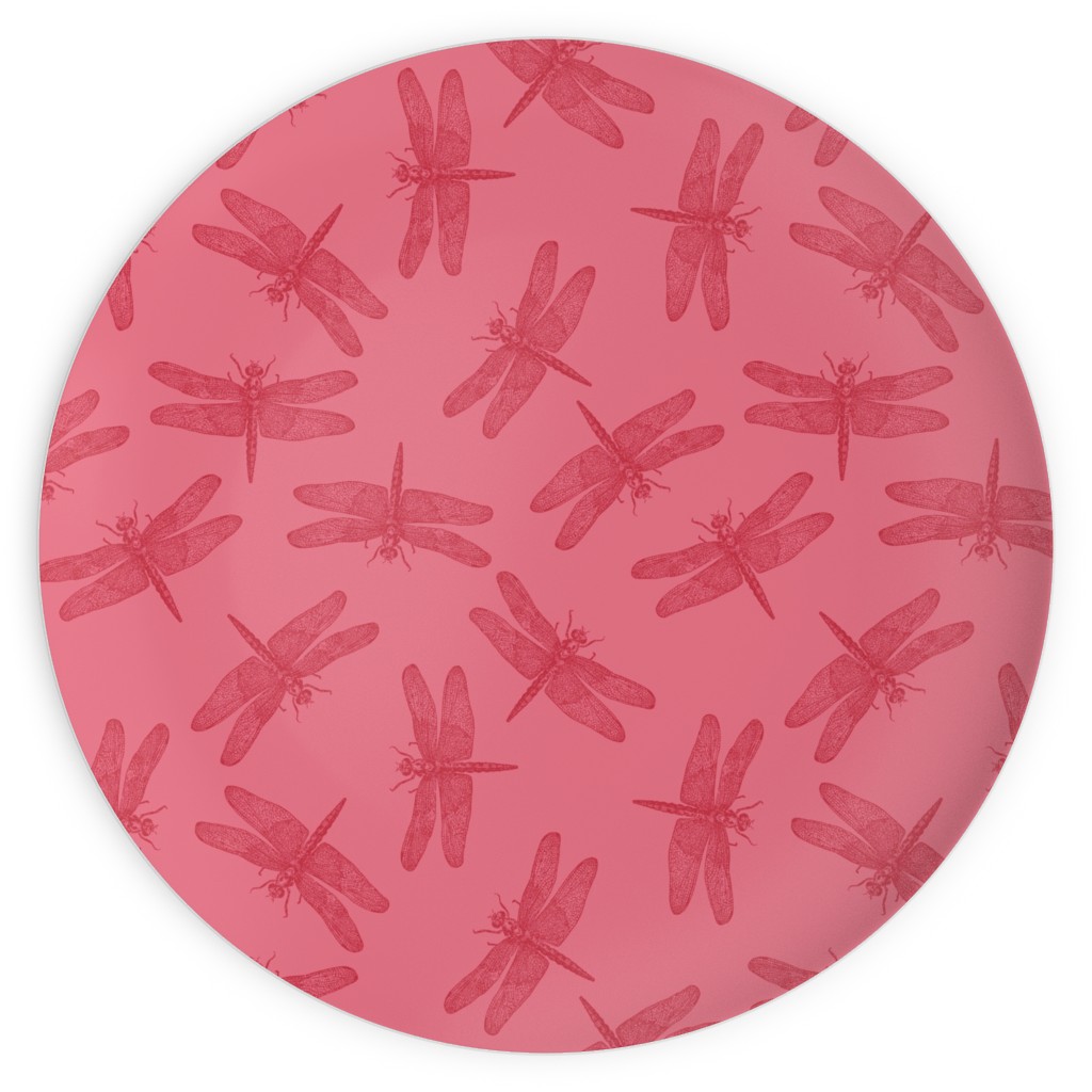 Vintage Dragonfly - Pink Plates, 10x10, Pink