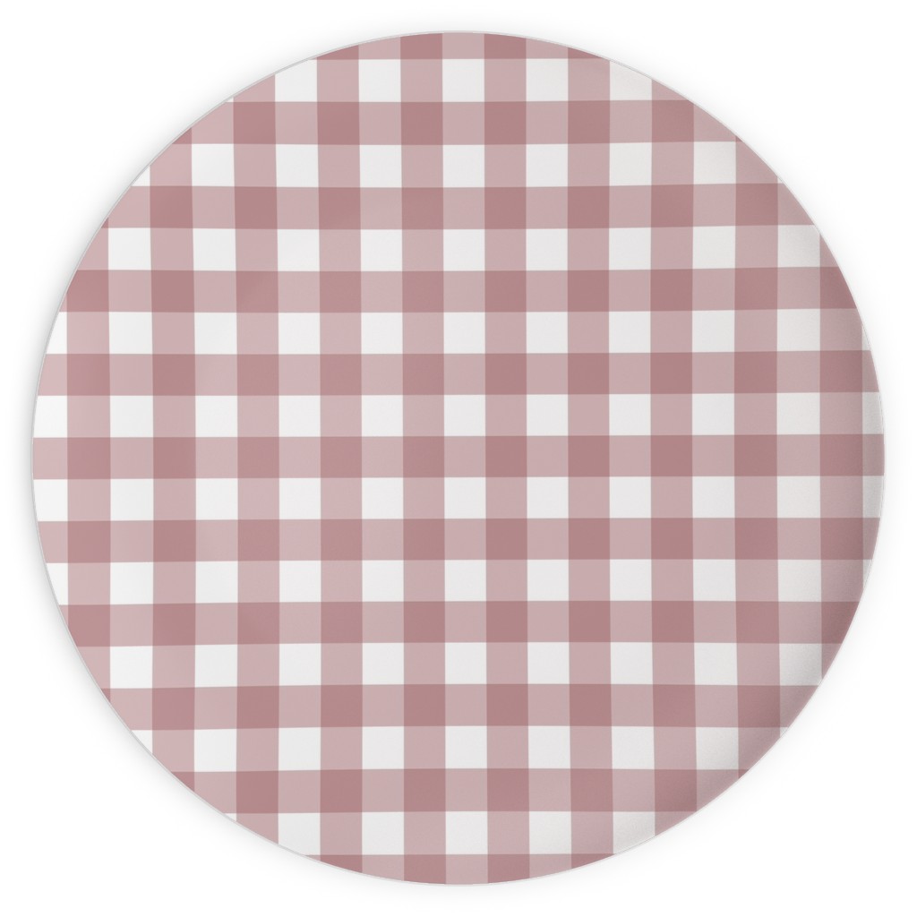 Gingham Check Plates, 10x10, Pink