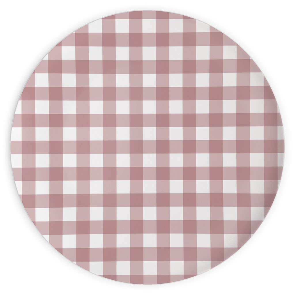 Gingham Check Plates, 10x10, Pink, Alpaca