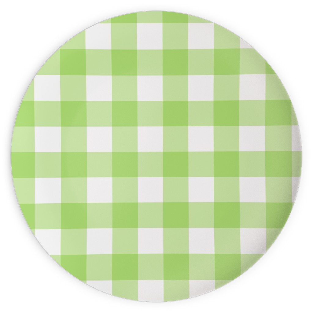 Gingham Checks Plates, 10x10, Green