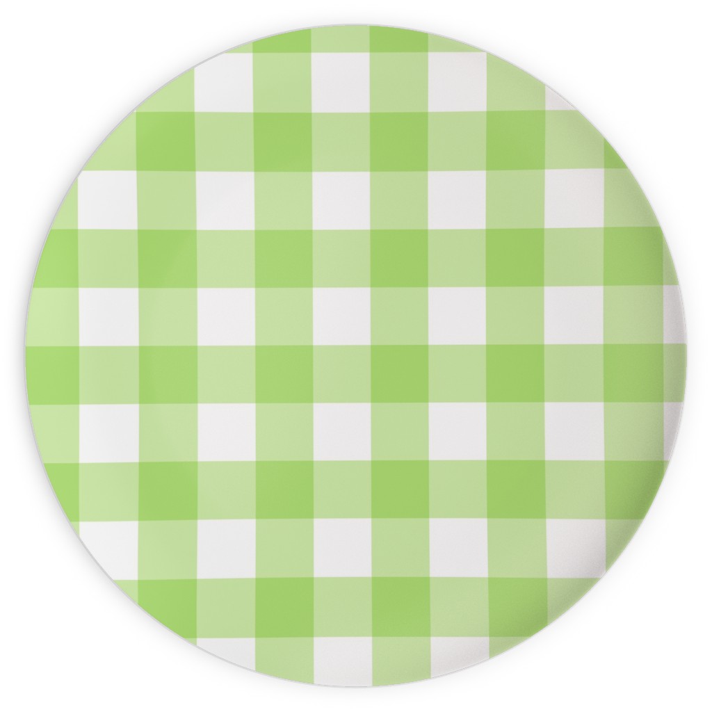 Gingham Checks Plates, 10x10, Green, Pear