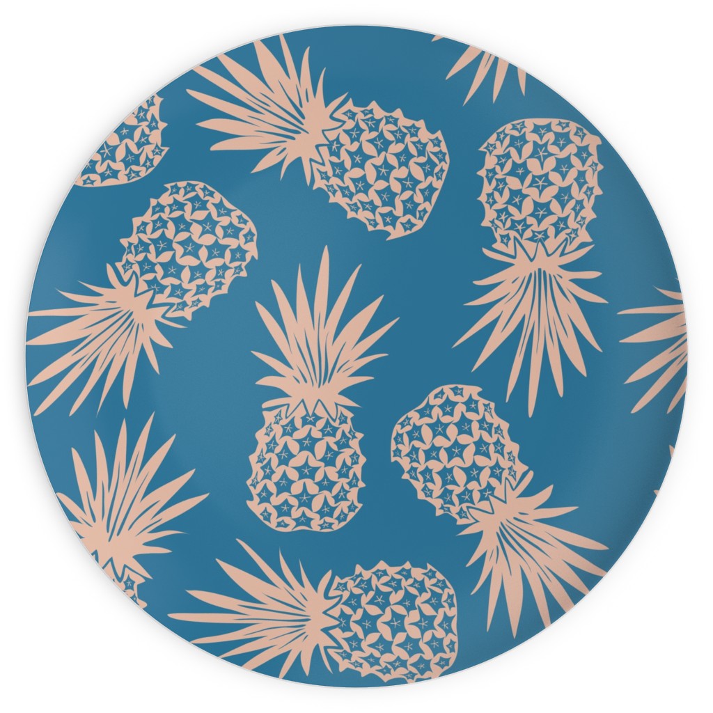 Pineapples Plates, 10x10, Blue