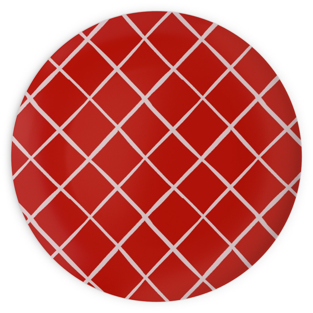 Check on Red Plates, 10x10, Red
