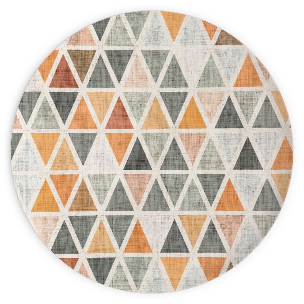 Triangles - Grey and Orange Plates, 10x10, Multicolor