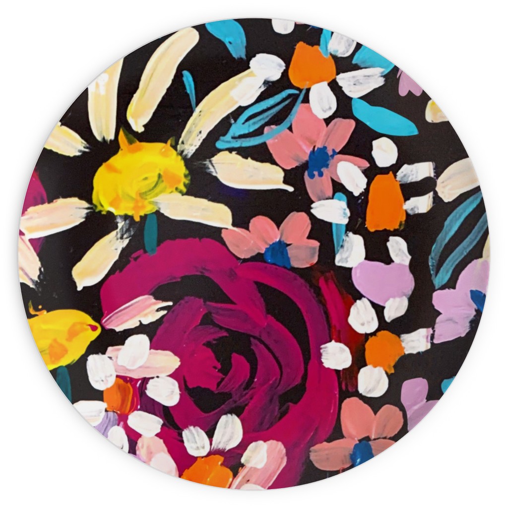 Summer Soiree Floral - Black Plates, 10x10, Multicolor