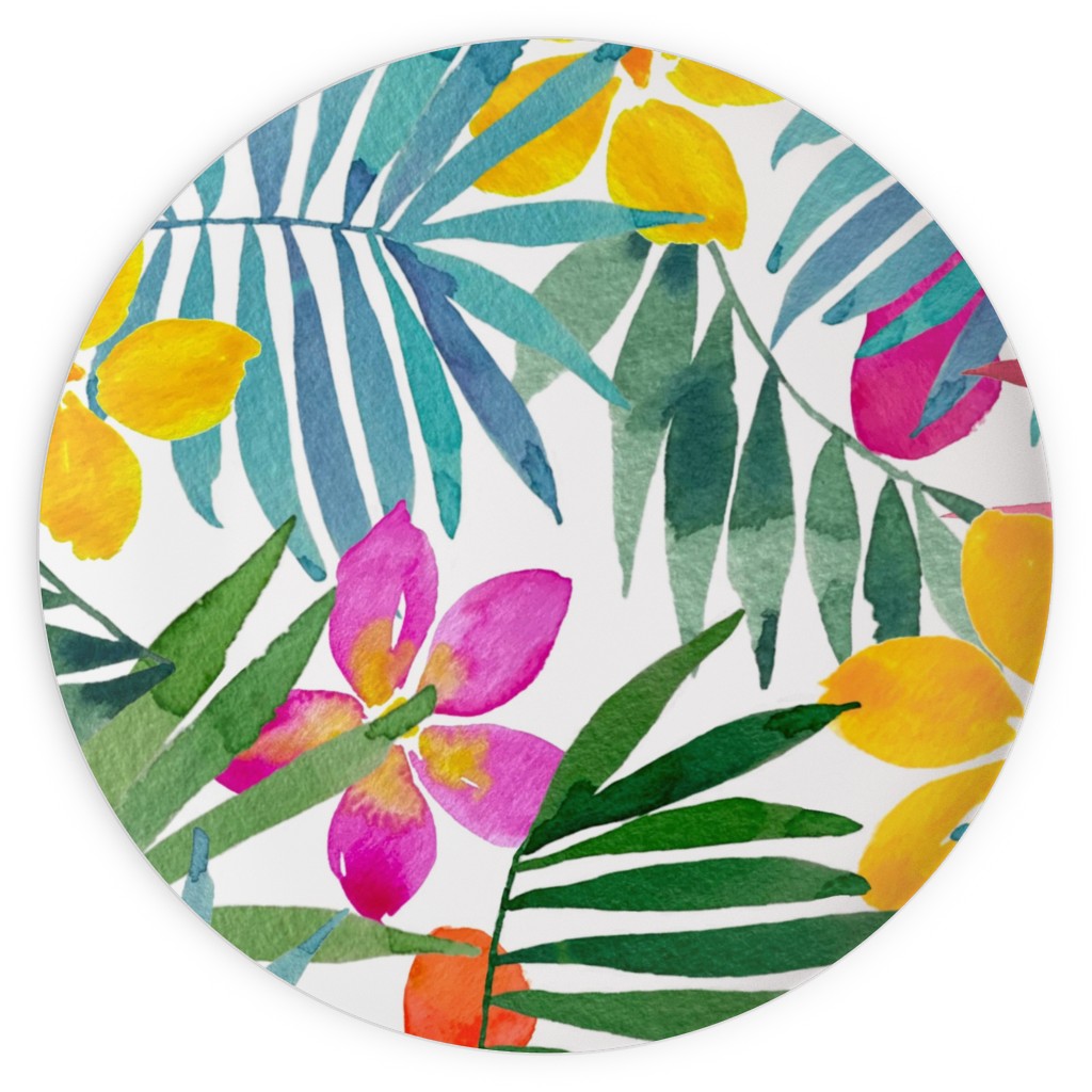 Watercolor Tropical Vibes Plates, 10x10, Multicolor