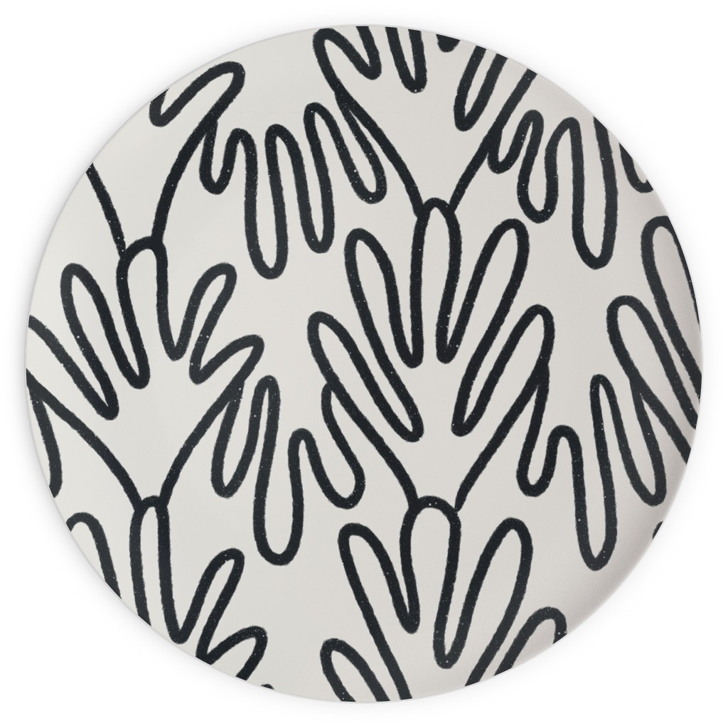 Wavy Lines - Black on White Plates, 10x10, White