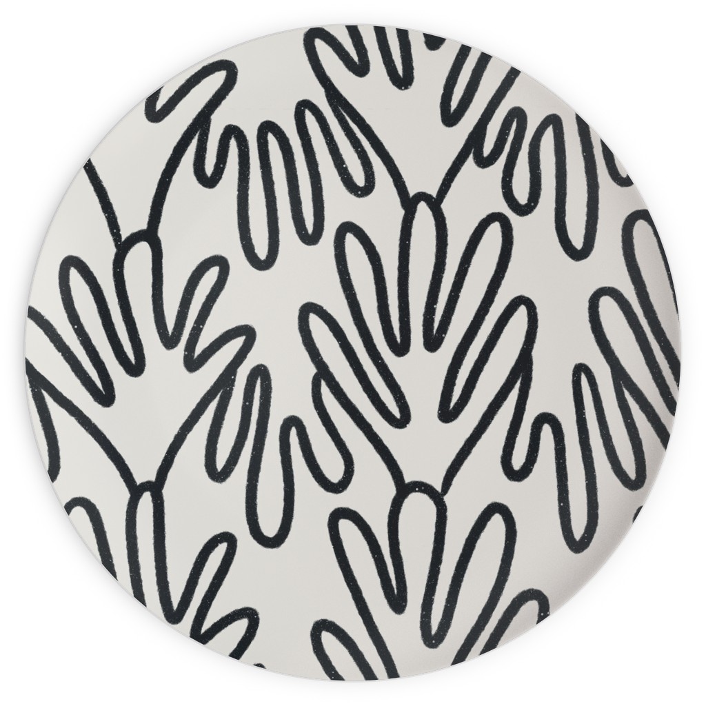 Wavy Lines - Black on White Plates, 10x10, White, White