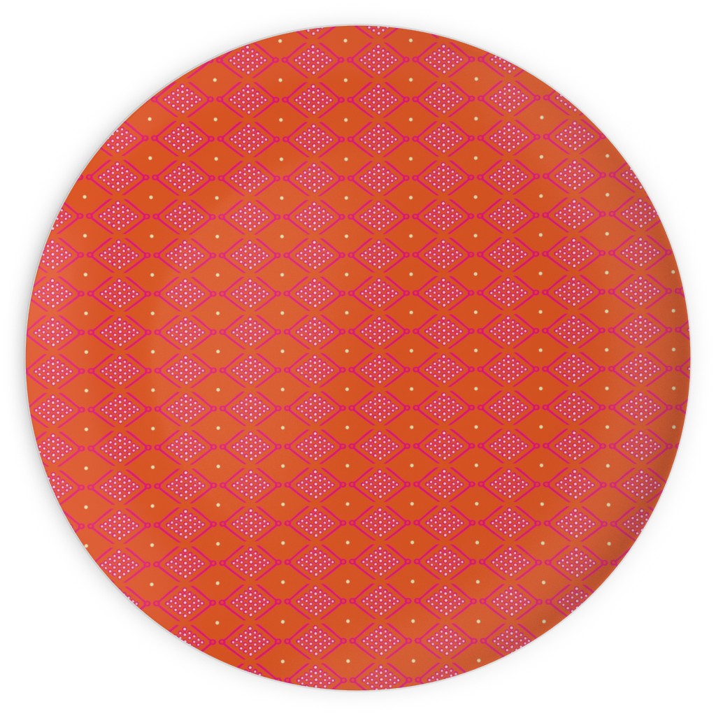 Tribal Geometric - Orange Plates, 10x10, Orange