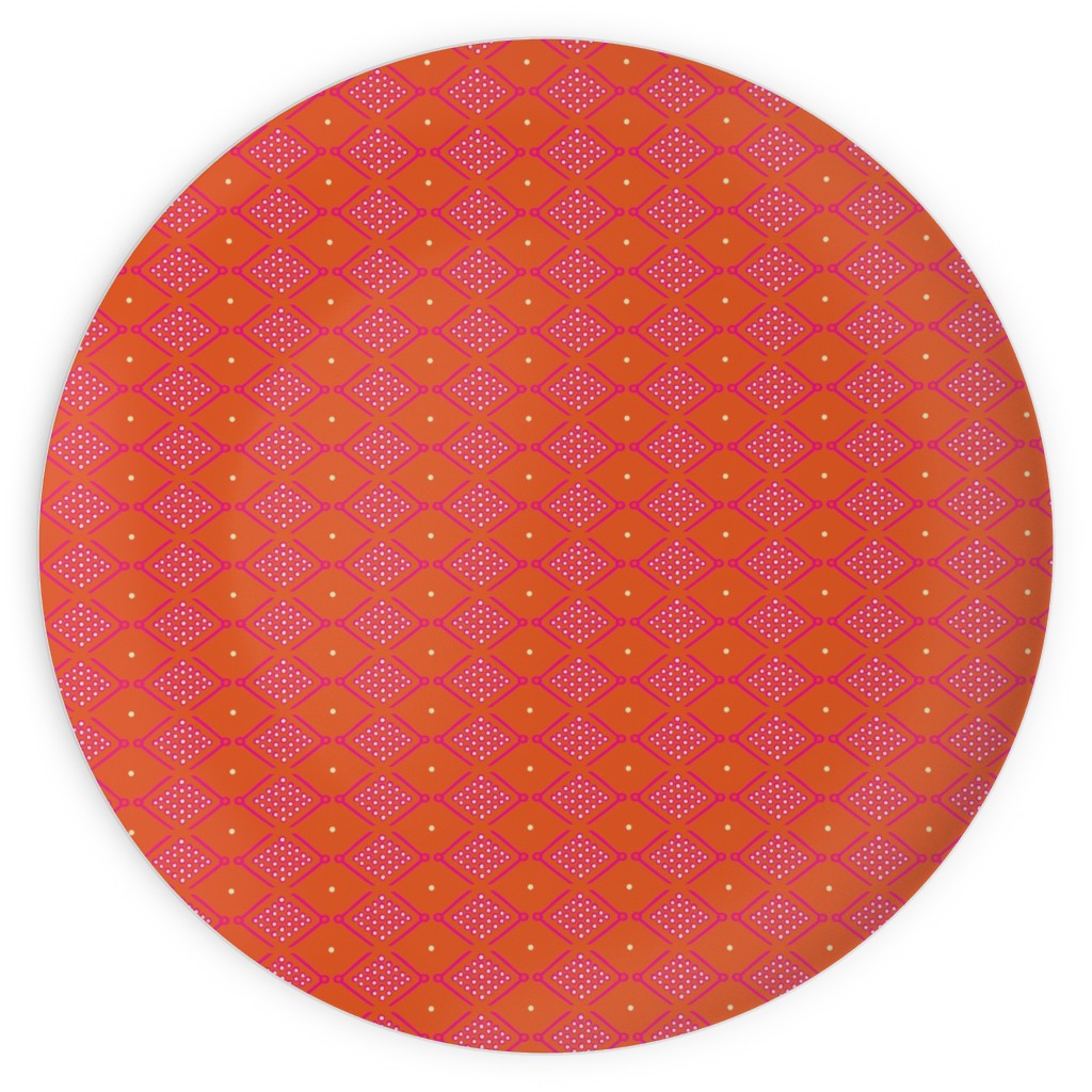 Tribal Geometric - Orange Plates, 10x10, Orange, Orange