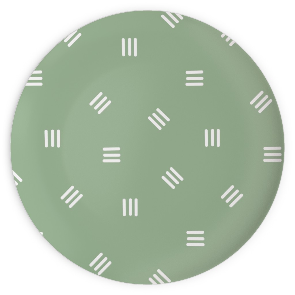 Tossed Groups of Lines - Sage Green Plates, 10x10, Green, Classic Green
