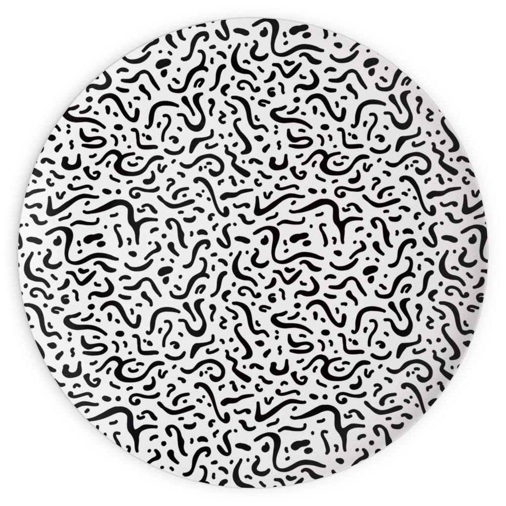 Squiggly - Black and White Plates, 10x10, Black