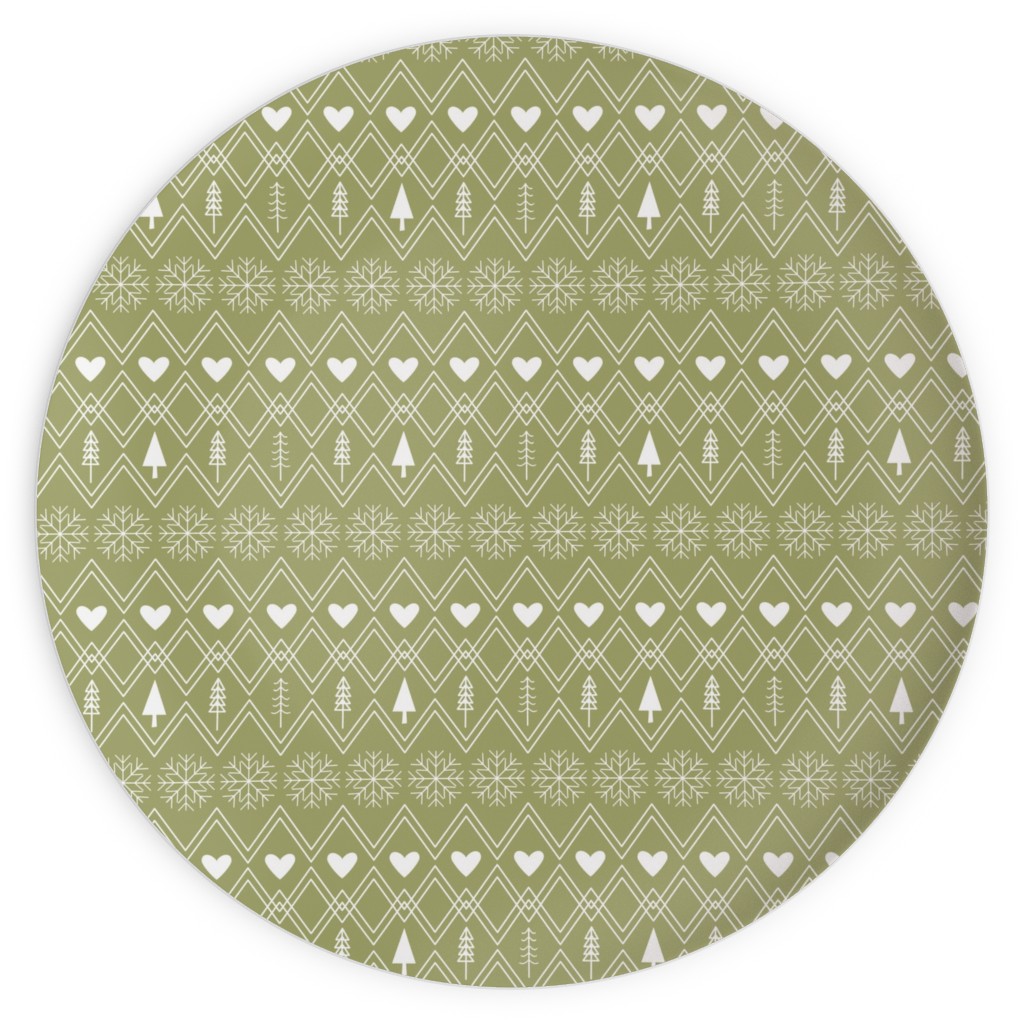 Fair Isle - Green Plates, 10x10, Green