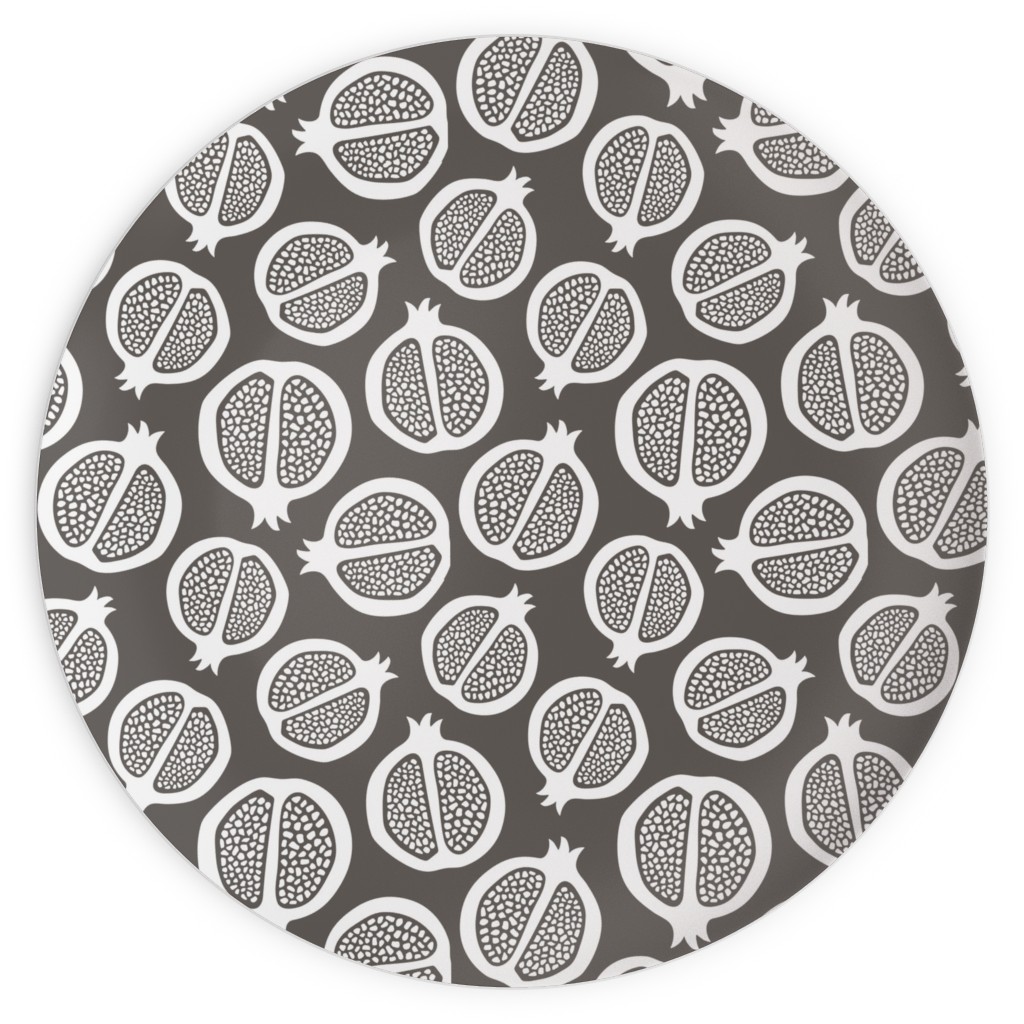 Pomegranate - Black & White Plates, 10x10, Gray