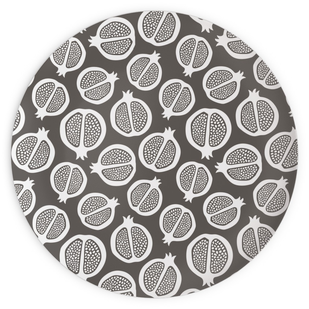 Pomegranate - Black & White Plates, 10x10, Gray, Gray