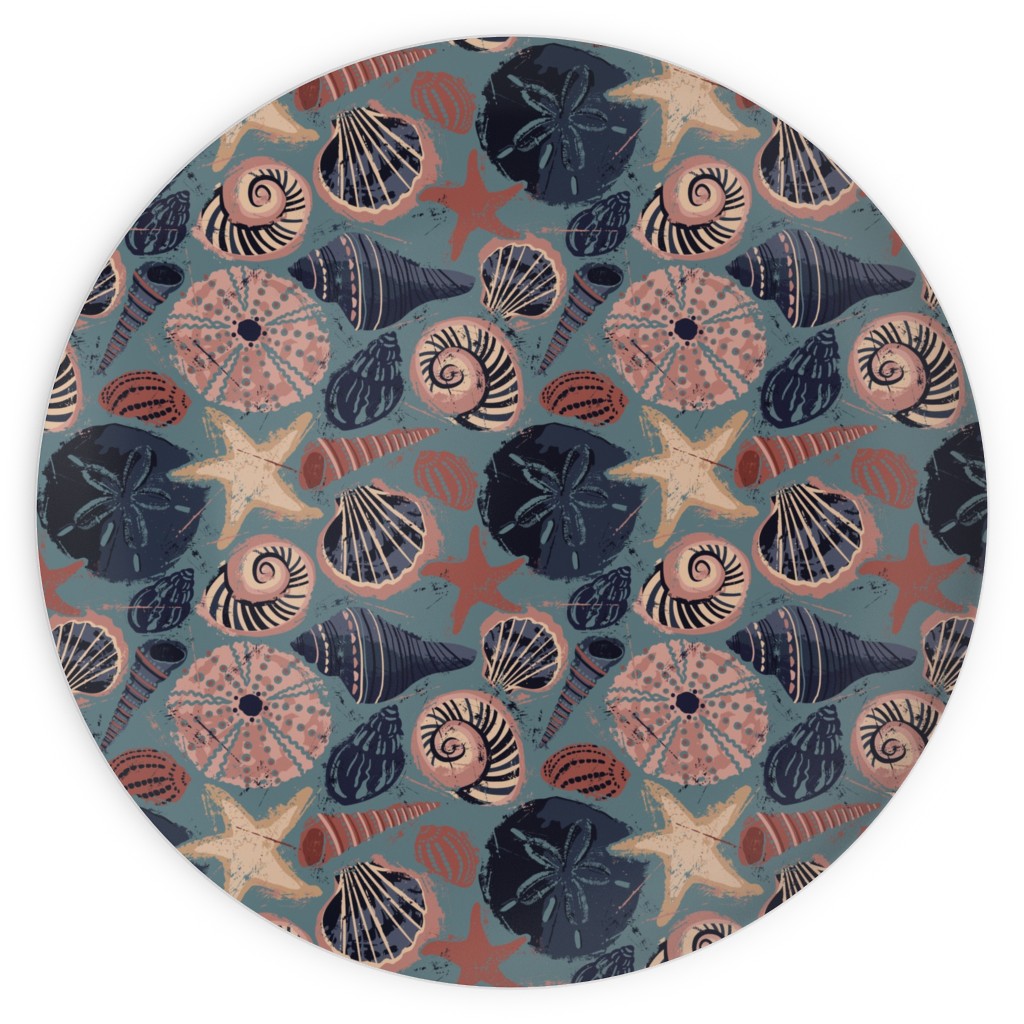 Seashells and Slate - Multi Plates, 10x10, Multicolor