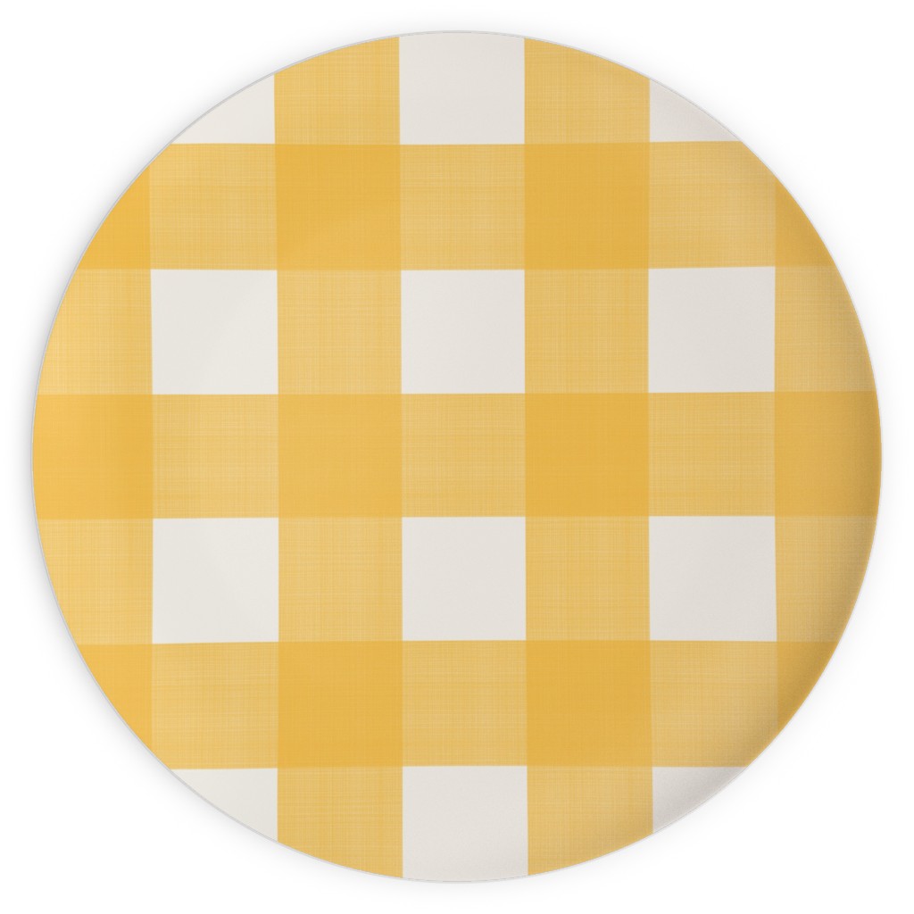 Cross Hatch Plaid Plates, 10x10, Orange, Mango