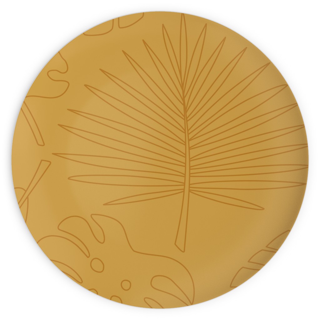 Tropical Leaves - Gold Plates, 10x10, Yellow