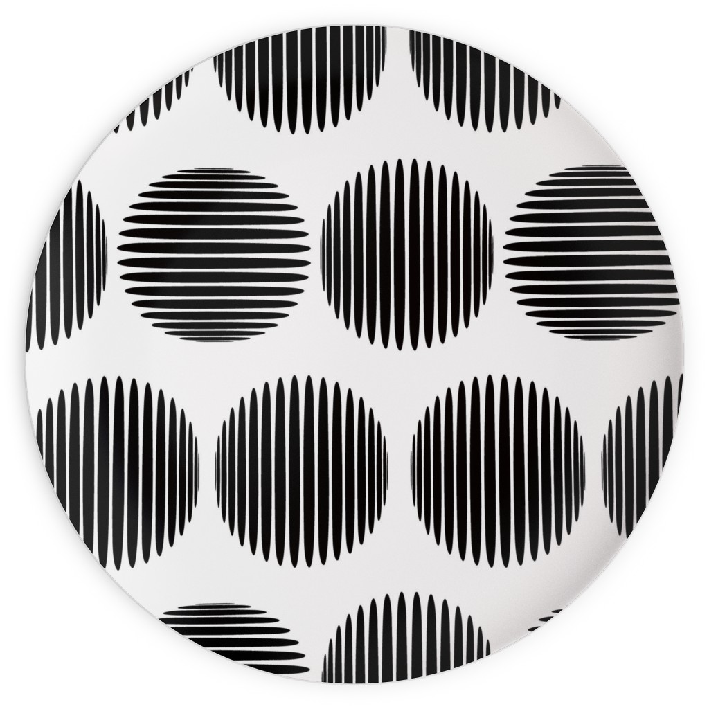 Tossed Spheres - Black and White Plates, 10x10, Black