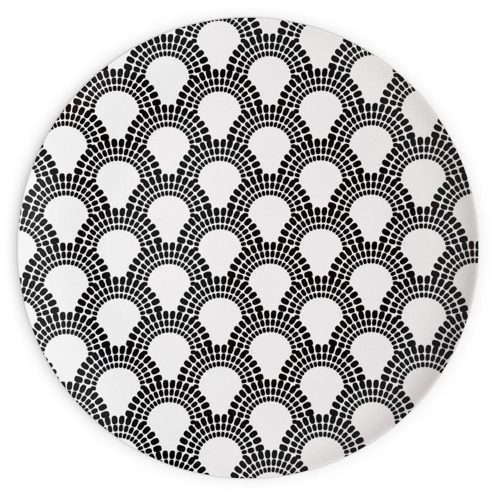 Scallops - Black and White Plates, 10x10, Black