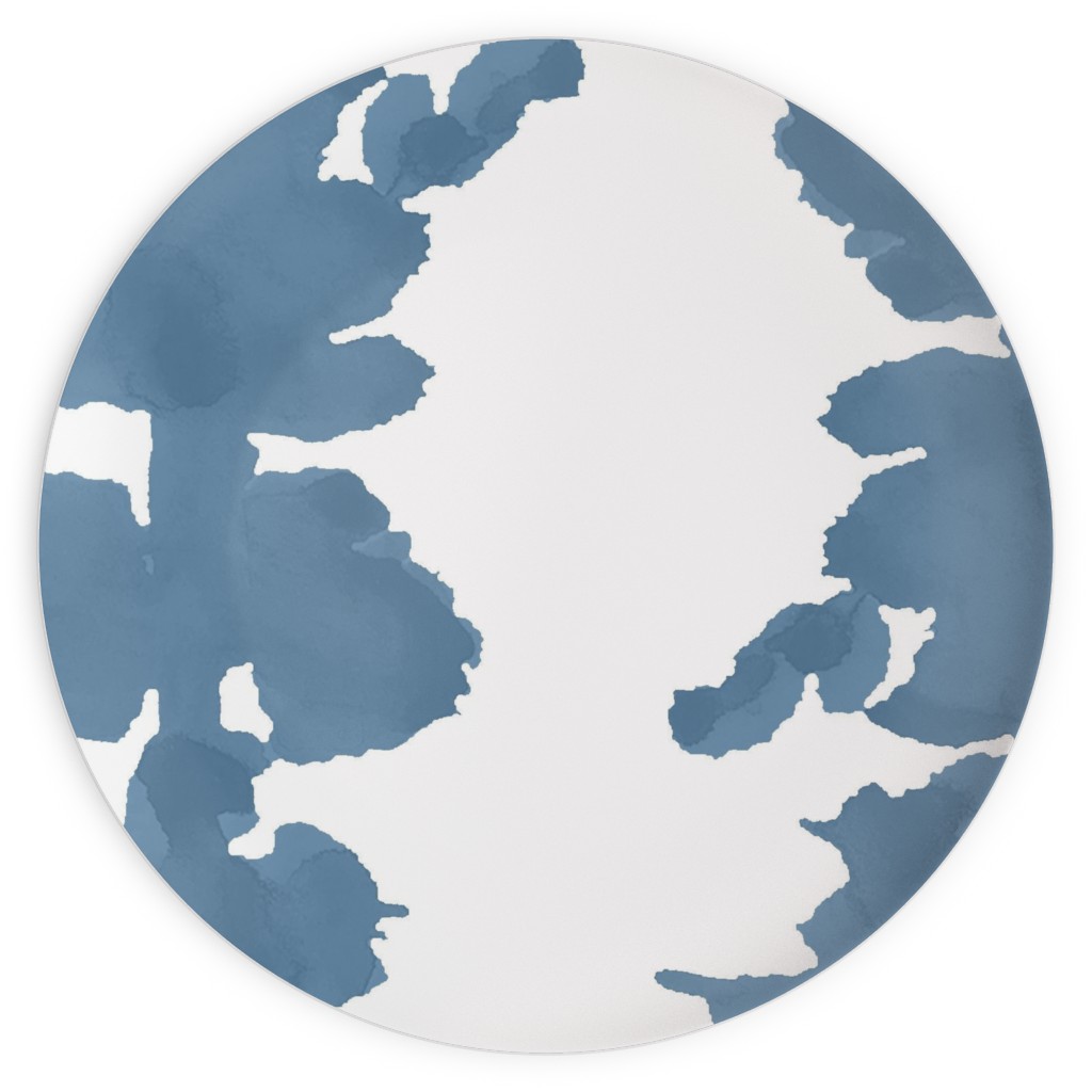 Double Inkblot - Blue Plates, 10x10, Blue