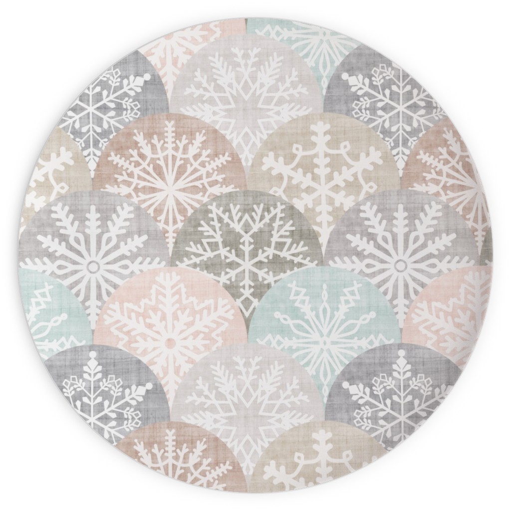 Winter Snowflake Scales - Neutral Plates, 10x10, Beige, Pearl