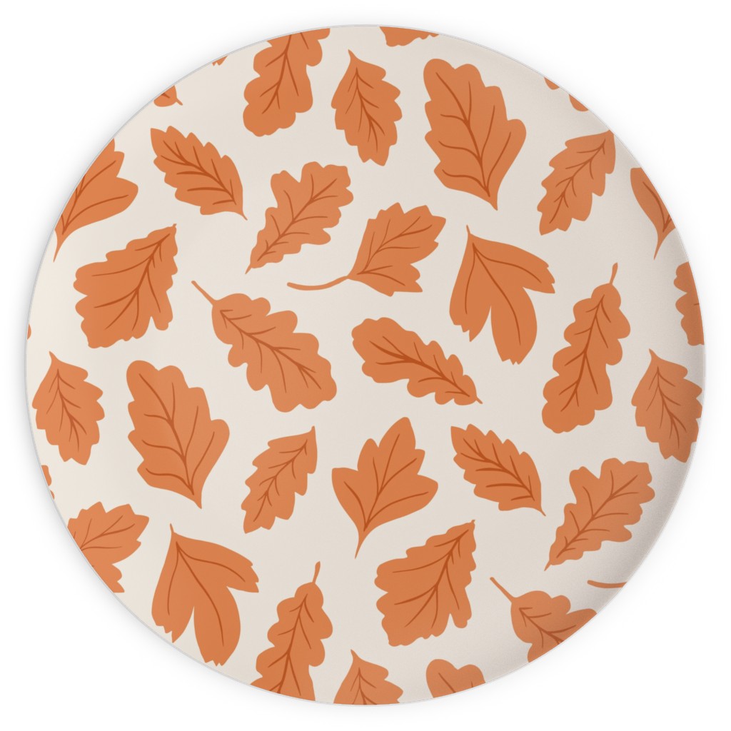 Autumn Leaves - Orange on Cream Plates, 10x10, Orange, Orange