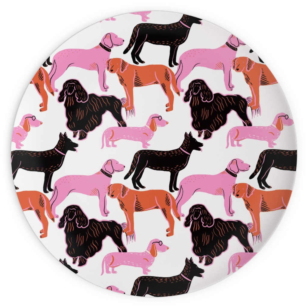 Goofy Dog Friends Plates, 10x10, White, White