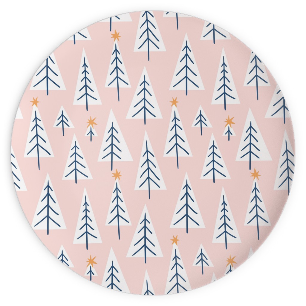 Christmas Forest on Pink Plates, 10x10, Pink