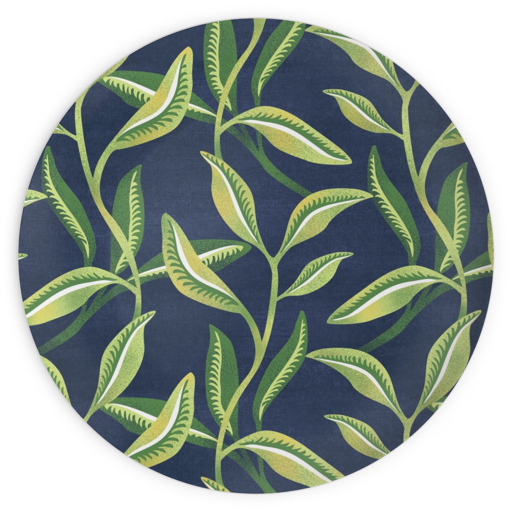 Green Leafy Vines - Blue and Green Plates, 10x10, Green