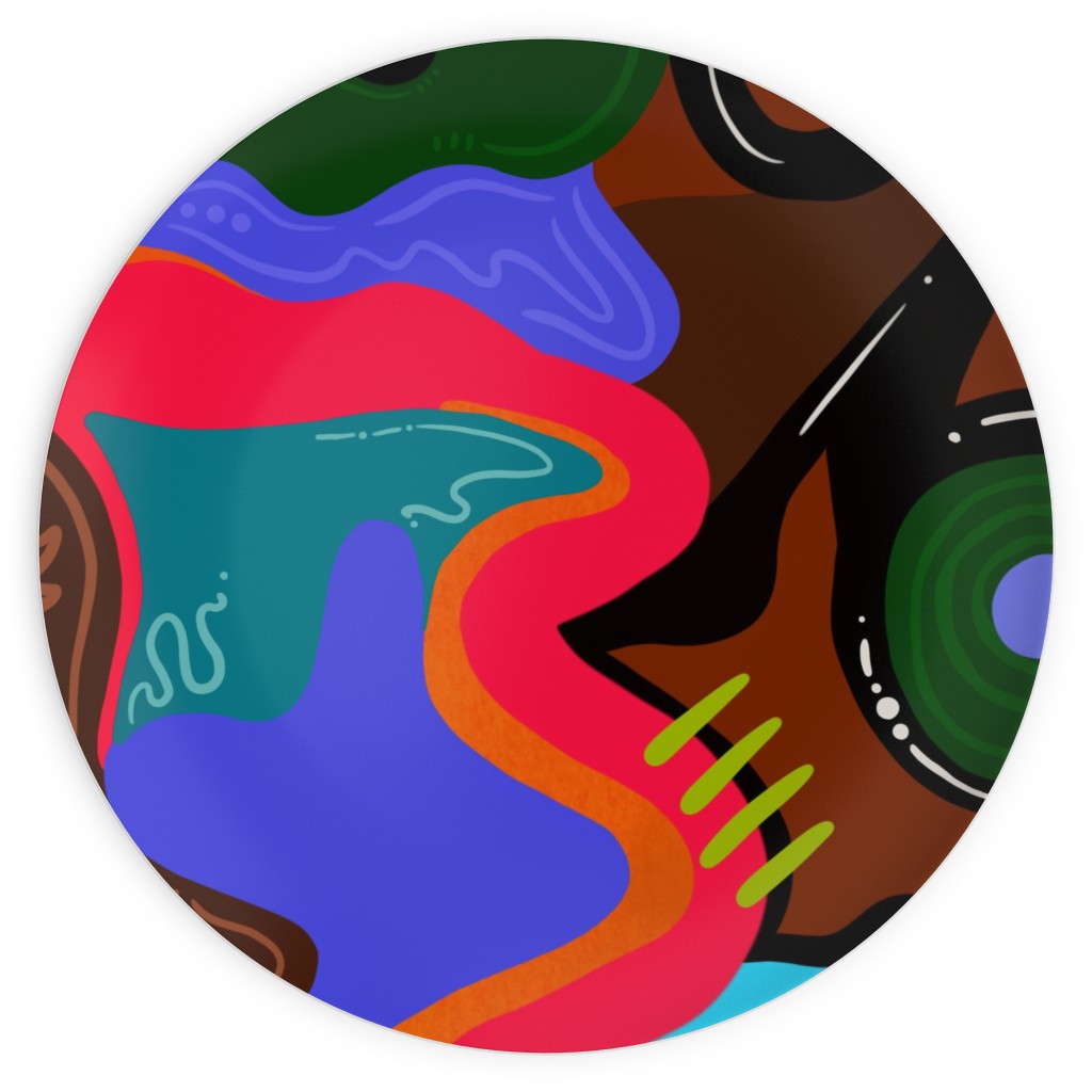 Keep Flowing- Multicolored Abstract Plates, 10x10, Multicolor